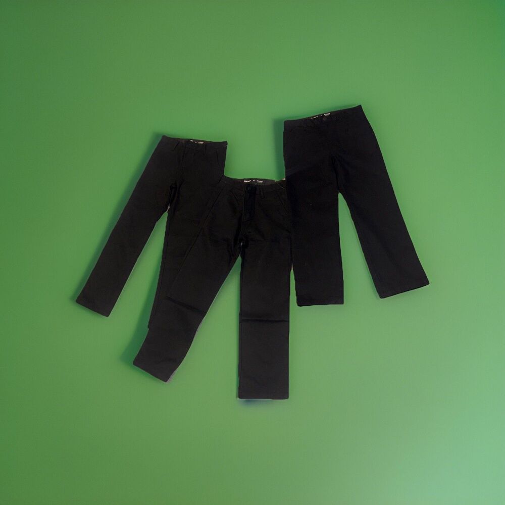 Lot Of 3 Old Navy Boys Kids Chino Straight Black Built In Flex Pants Brand New